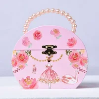 Pink Yellow Irregular Semi-circular Ballet Butterfly Jewelry Storage Music Box Children's Day Christmas Valentine's Day Gift 1