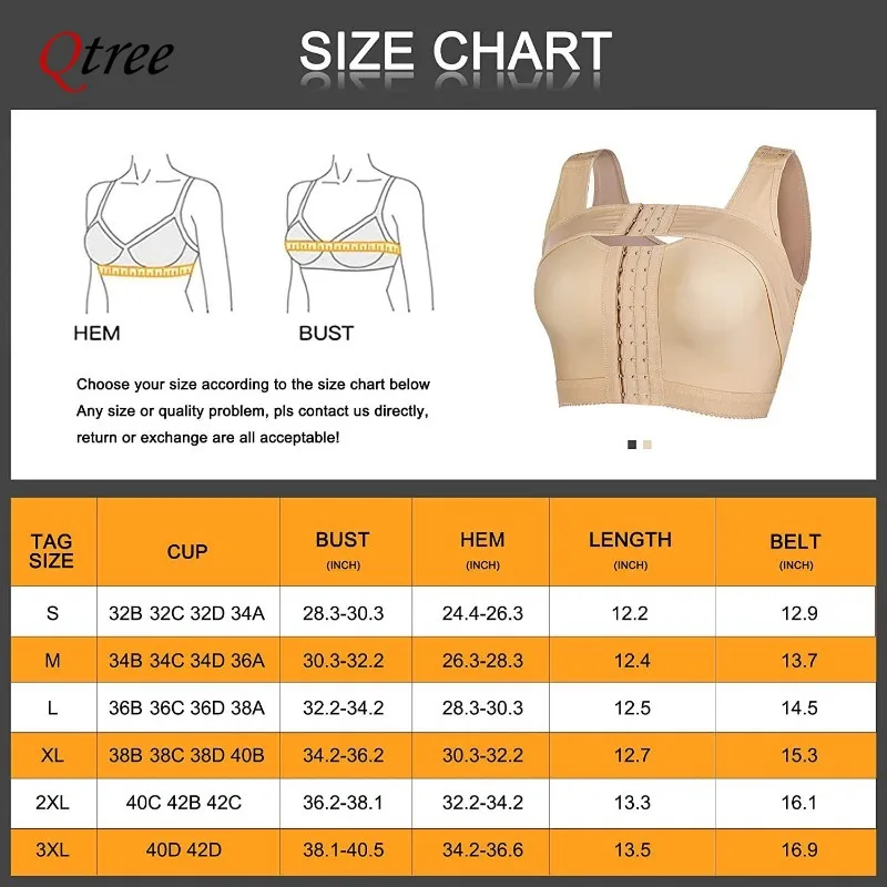 Qtree Womens Post-Surgery Front Closure Push Up Bra Posture Corrector Body  Shaper Compression Shapewear with Breast Support Band - AliExpress