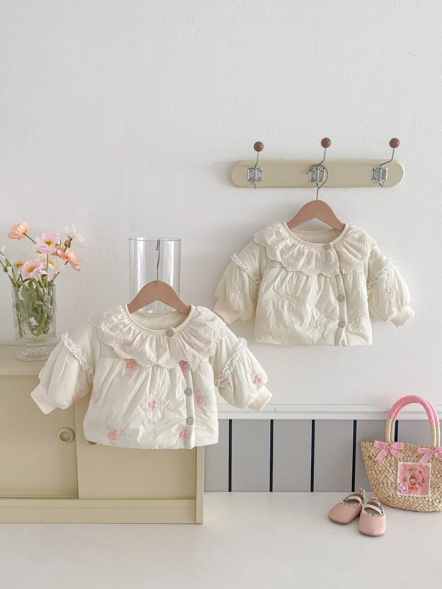 Description Picture 5 of itemMILANCEL Winter Baby Girls Clothes Peter Pan Collar Baby Girls Parkas Fur Lining Kids Warm Jacket