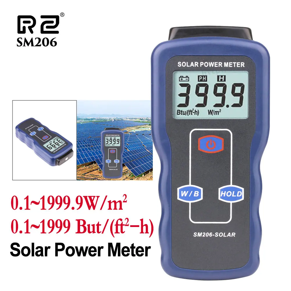 Solar Power Meter RZ Solar Power Meter Light Meter Mini Solar Lipo Charger Board Radiation Tester 0.1-1999.9 Lux Power SM206