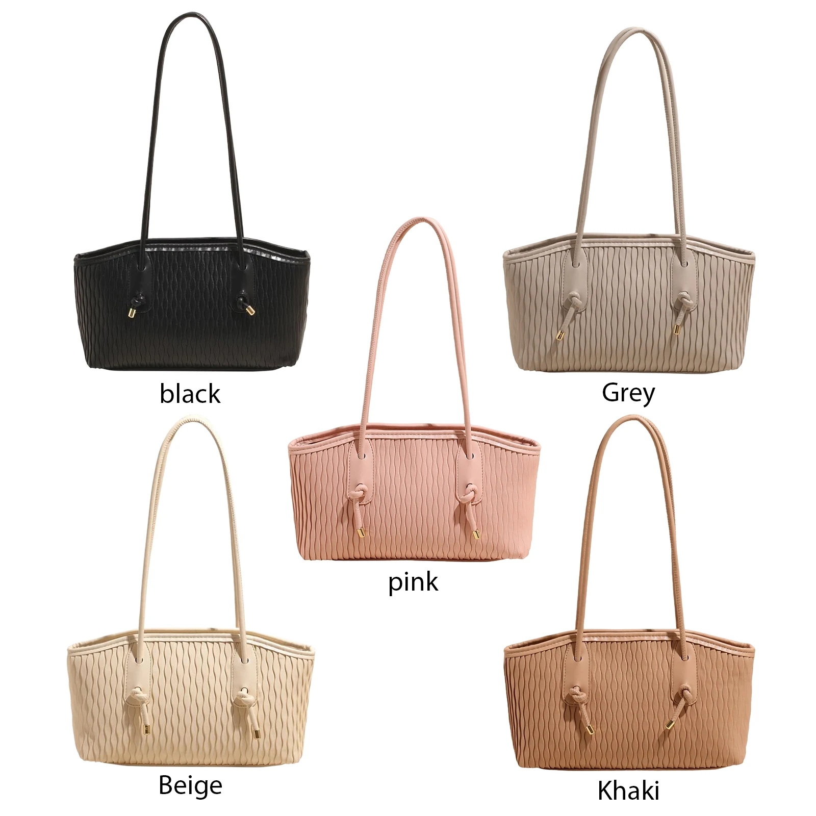 PU Leather Pleated Shoulder Bag with Adjustable Strap Underarm Bag Large Commuter Bag for Women Work Shopping Travel