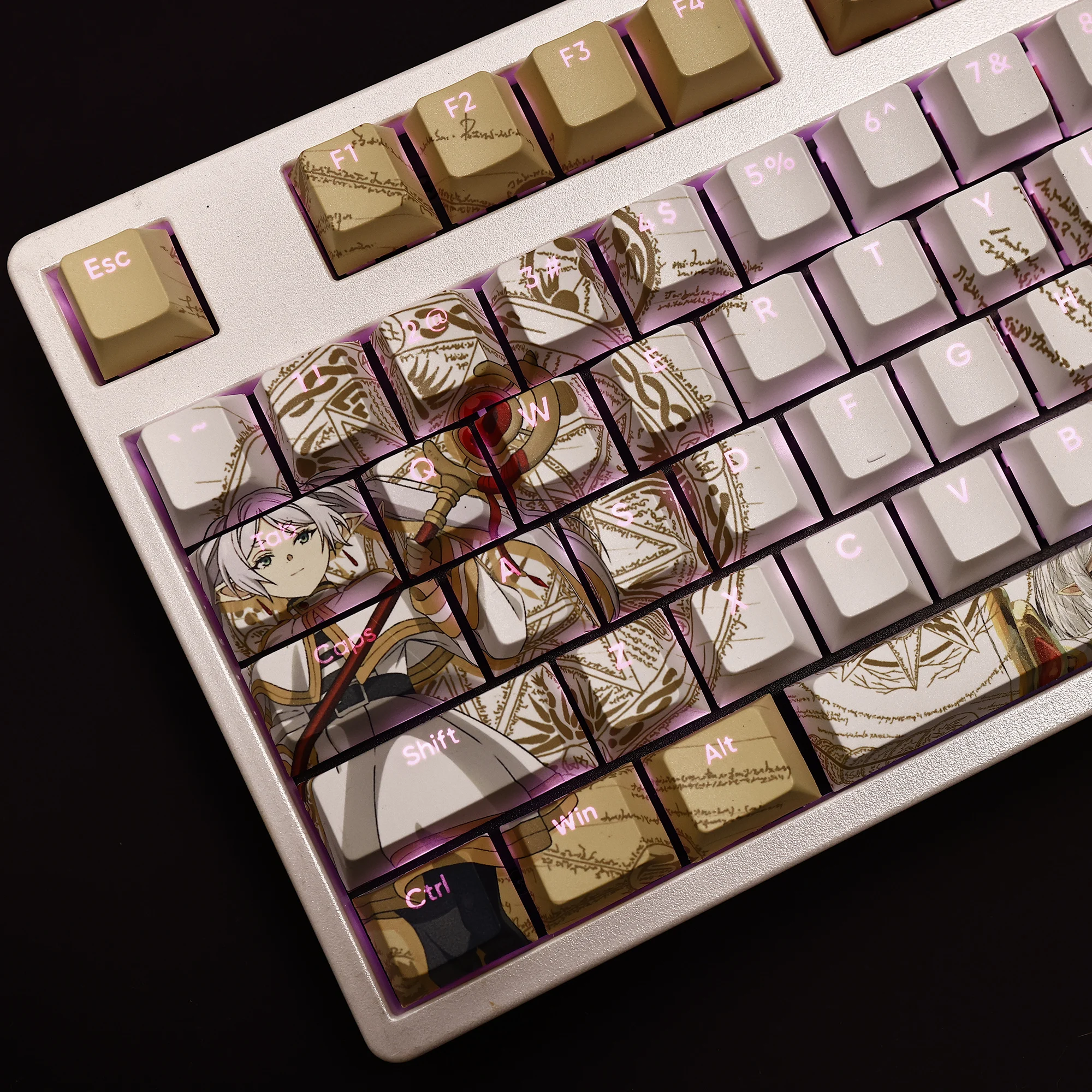 Cherry Switch Cross Key Cover para Teclado Mecânico Frieren no Funeral Pbt Dye Sublimação Light Transmitting 108 Keycaps - Imagem 2