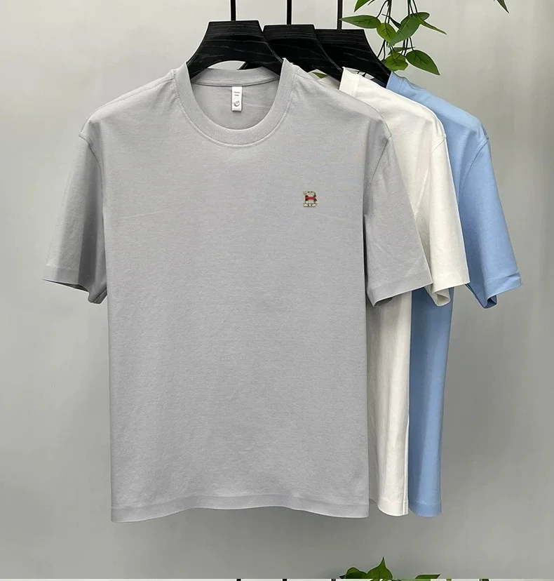 100% Baumwolle Hochwertige Marken-Kurzarm-T-Shirts Modisches B-förmiges Buchstaben-Prägedruck Rundhals Sommer Herren Luxus Neues Casual-Oberteil – Detail 8