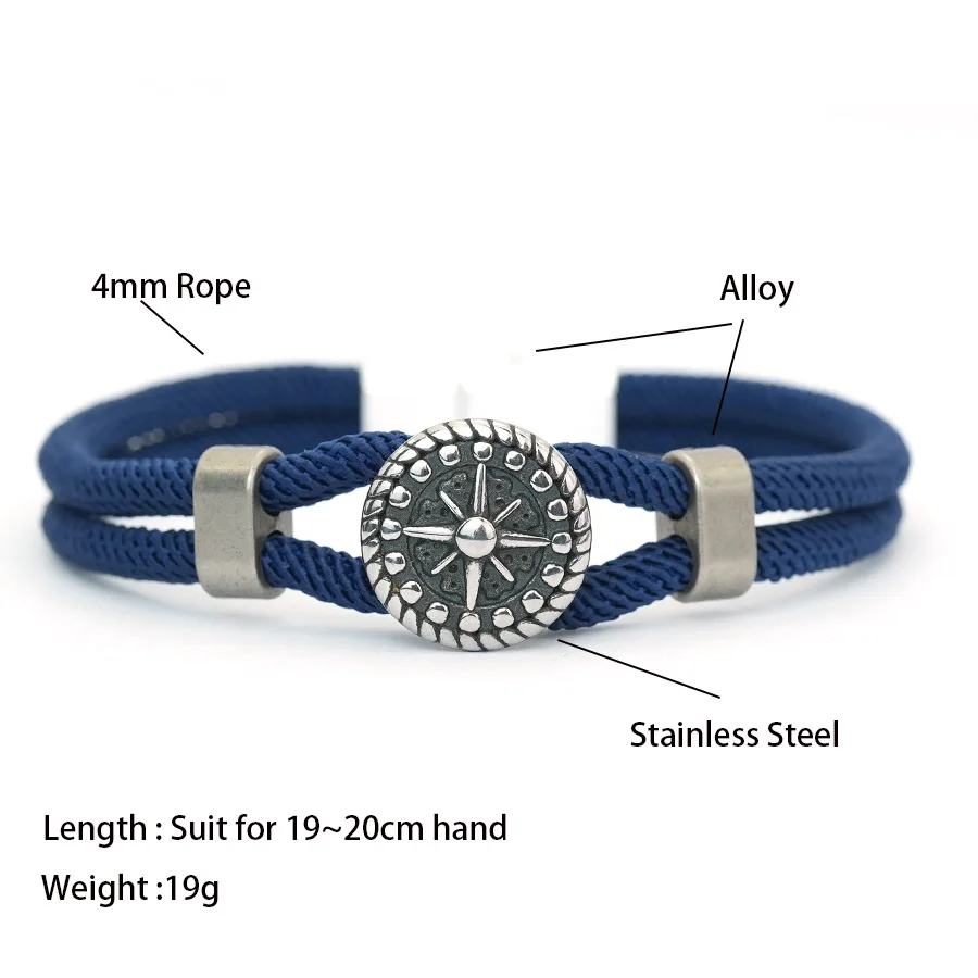 Noter Retro Navigation Compass Bracelet For Men 5 Colors Grade A 4mm Silk Rope Braclet Bangle Cool Riding Hand Accessories Joias - Image 4