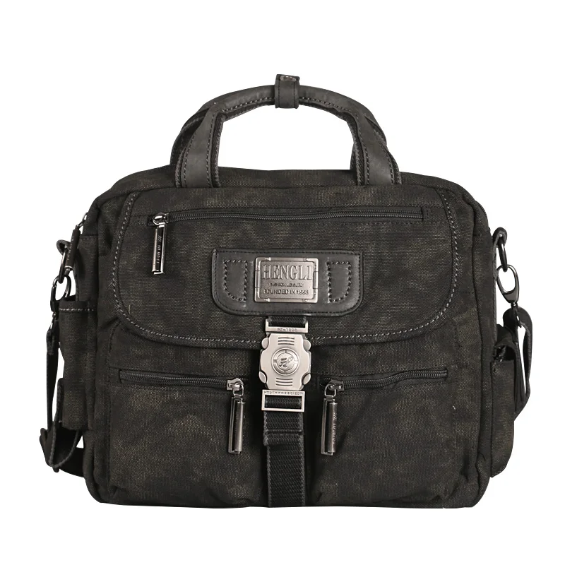 Men Retro Canvas Messenger Bag Multifunction Shoulder Briefcase Leisure Travel Toolkit Vintage Package