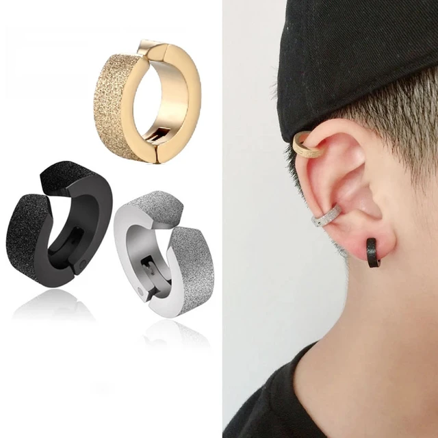 New Popular 1 piece Stainless Steel Painless Ear Clip Earrings For Men/Women  Punk Black Non Piercing Fake Earrings Jewelry Gifts - AliExpress