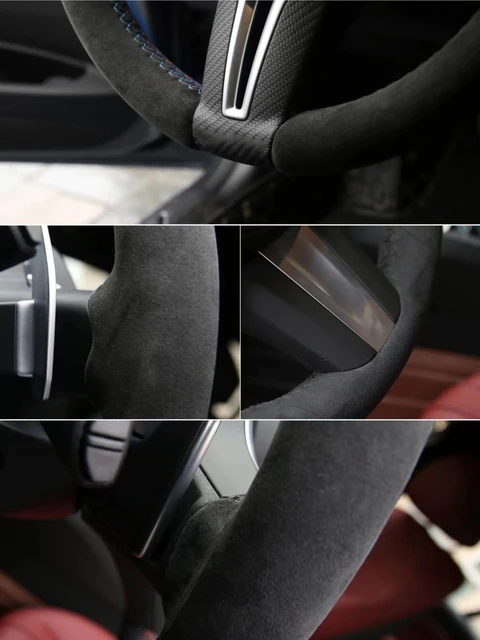 Funda personalizada para volante de coche, accesorio para BMW E46 318i 325i  E39 E53 X5, trenza de cuero de gamuza negra, bricolaje - AliExpress
