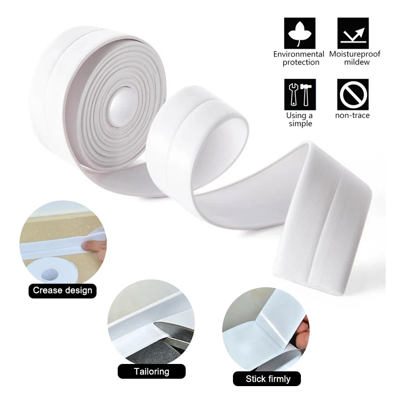 Bath Sealing Tape 100/200/320cm Bathroom Kitchen Self Adhesive Sealing Tape Shower Sink Bath Caulk Strip Waterproof Wall Sticker Sink Edge Tapes