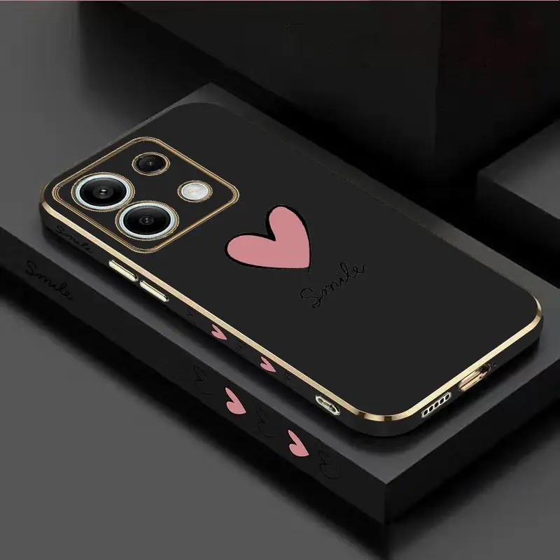 Luxurious Big Red Heart Plating Phone Case Cover