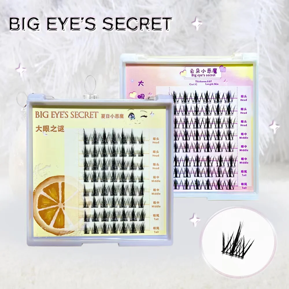 

Ресницы Big Eye's Secret с изгибом, 40 объемов, Классические сегментированные ресницы, натуральные сегментированные норковые ресницы