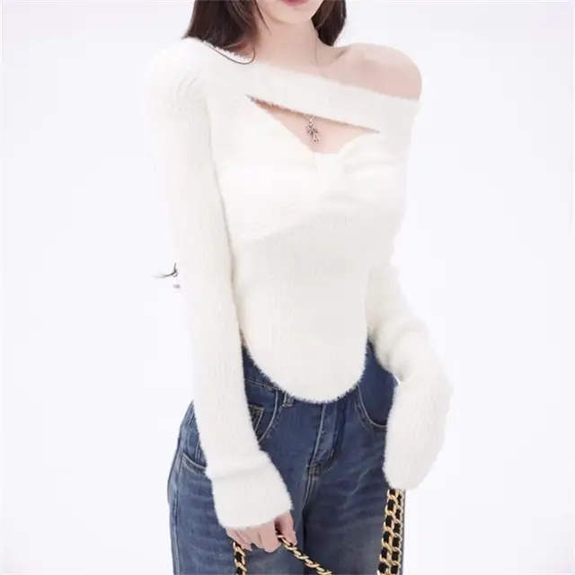 2025 Spring Elegant Pullover Women Casual Solid Korean Style Long Sleeve Knitted Sweater Sweet Soft Sweater Female Y2K Crop Tops 2