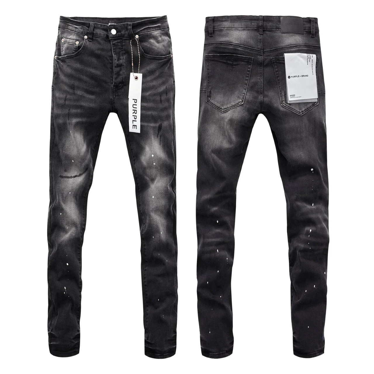 

Fashion Purple Brand jeans splash ink to make old worn motorcycle trousers Stylish and slim pants