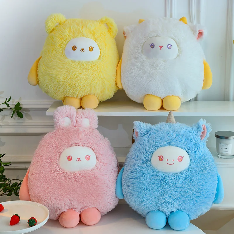 Cute Fat Round Ball Sheep Unicorn Plush Toys Anime Cartoon Soft Stuffed Animals Throw Pillow Sofa Cushion Home Decor Girls Gifts