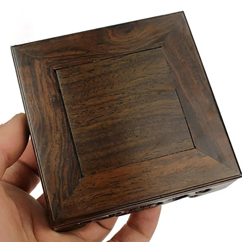 Redwood Carved Ornamental Ornamental Stone Base, Jade Seals, Solid Wood, Square Stone Base, Wooden Pallet
