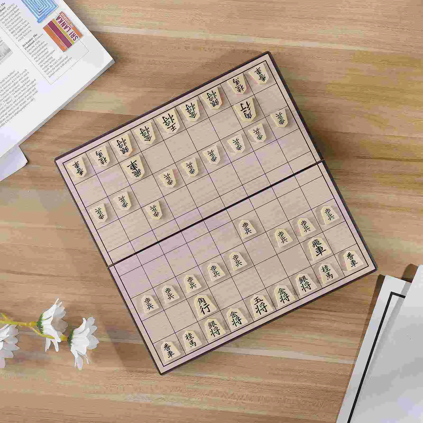 STOBOK Japanese Traditional Playing Pieces Set Magnetic Folding Board for Travel Trip