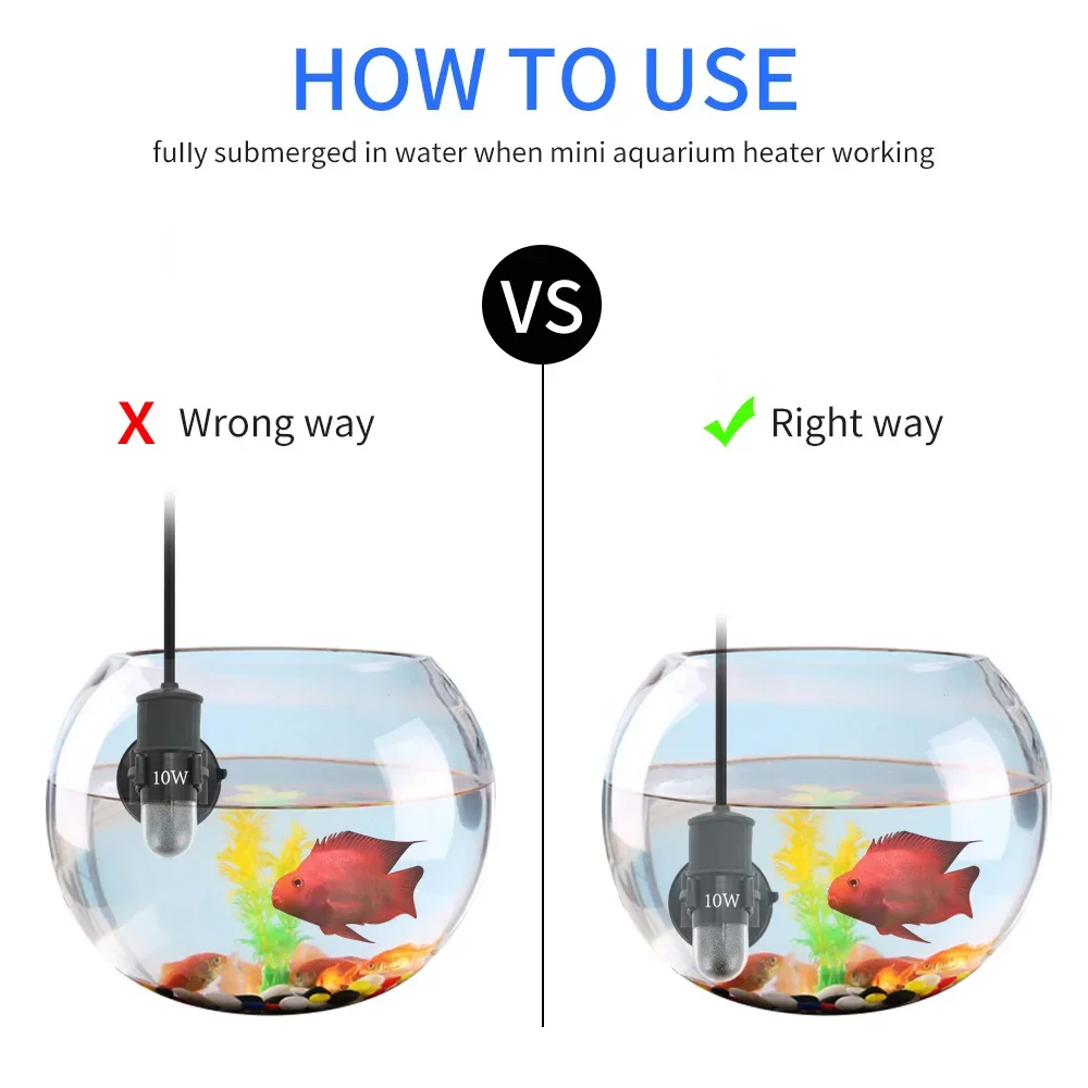Submersible Adjustable Temperature Aquarium Heater 18-34°C