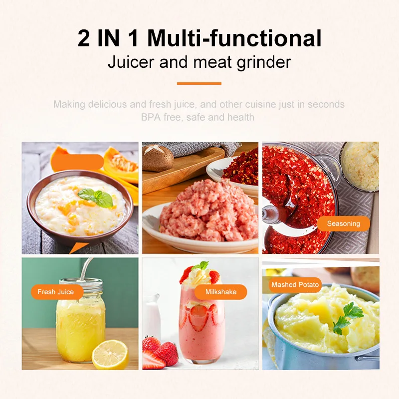 Houselin 2 in 1 Blender for fruits and spices, 3 Modes Control, Suitable for Kitchen, Ideal for Frozen Drinks, Sauces,600W 4