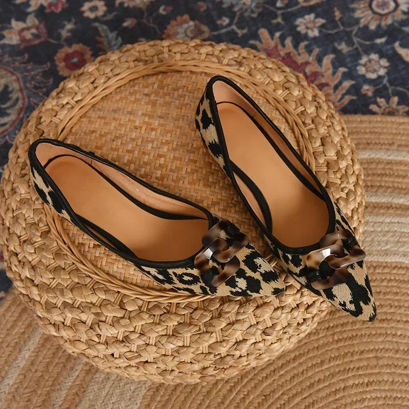 Women's Low Heel Shoes Pointed Toe Square Heel Sexy Women's Shoes Leopard Print Suede Outdoor Leisure Comfortable Zapatos Mujer 3