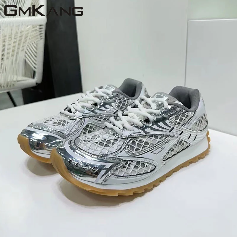 High Quality Casual Sneakers Women Lace-up Round Toe Running Shoes Woman Comfort Patchwork Flat Shoes Unisex Sneakers Men