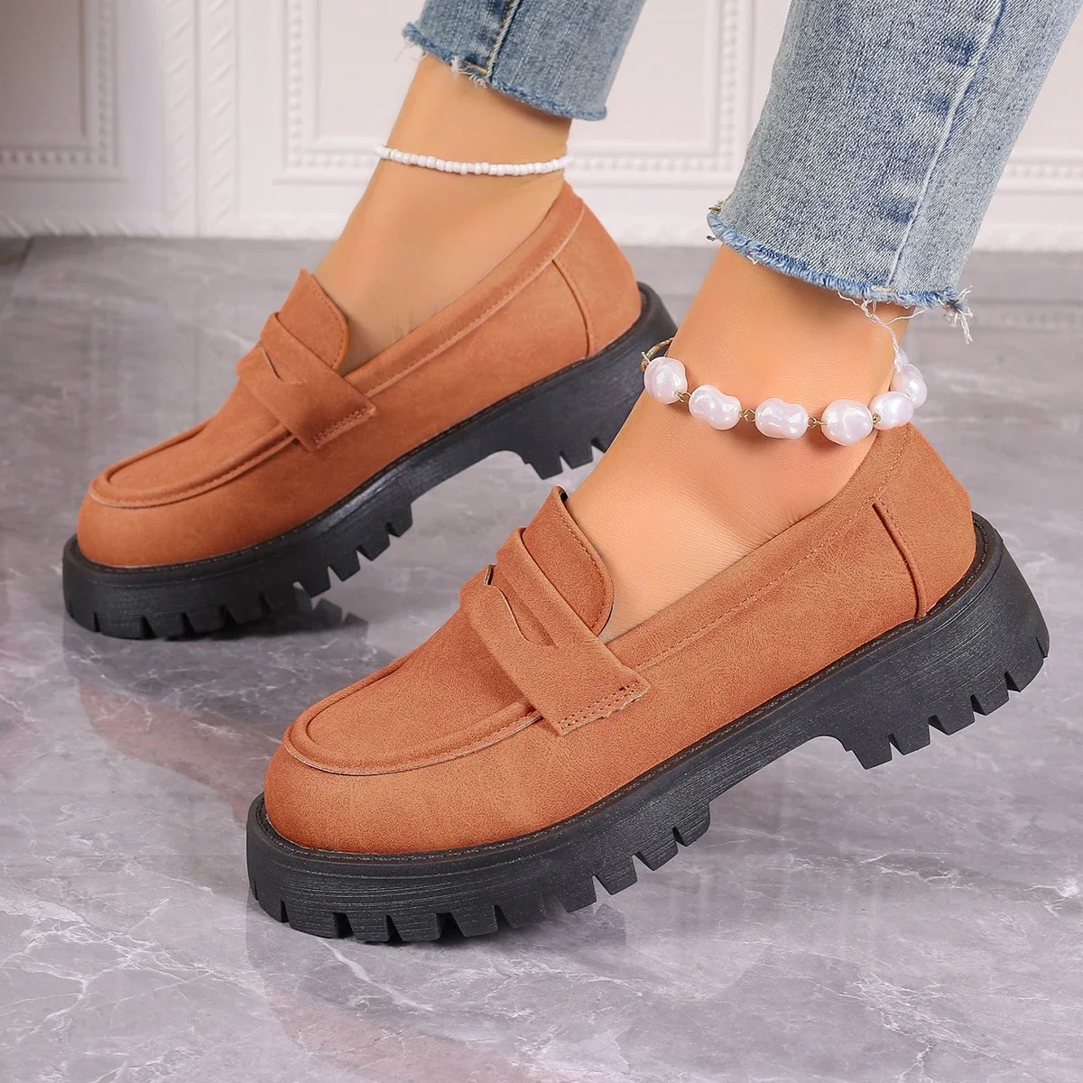 2024 Women Sneakers Loafers Women British Style Platform Sneakers Office Ladies Light Casual Designer Shoes Zapatos De Mujer 4