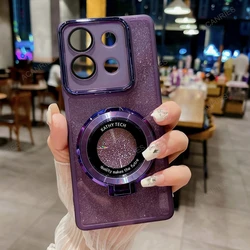 Glitter Silicone Case with Ring Magnetic Stand Cover - Edge 60 Stylus 5G (Purple)
