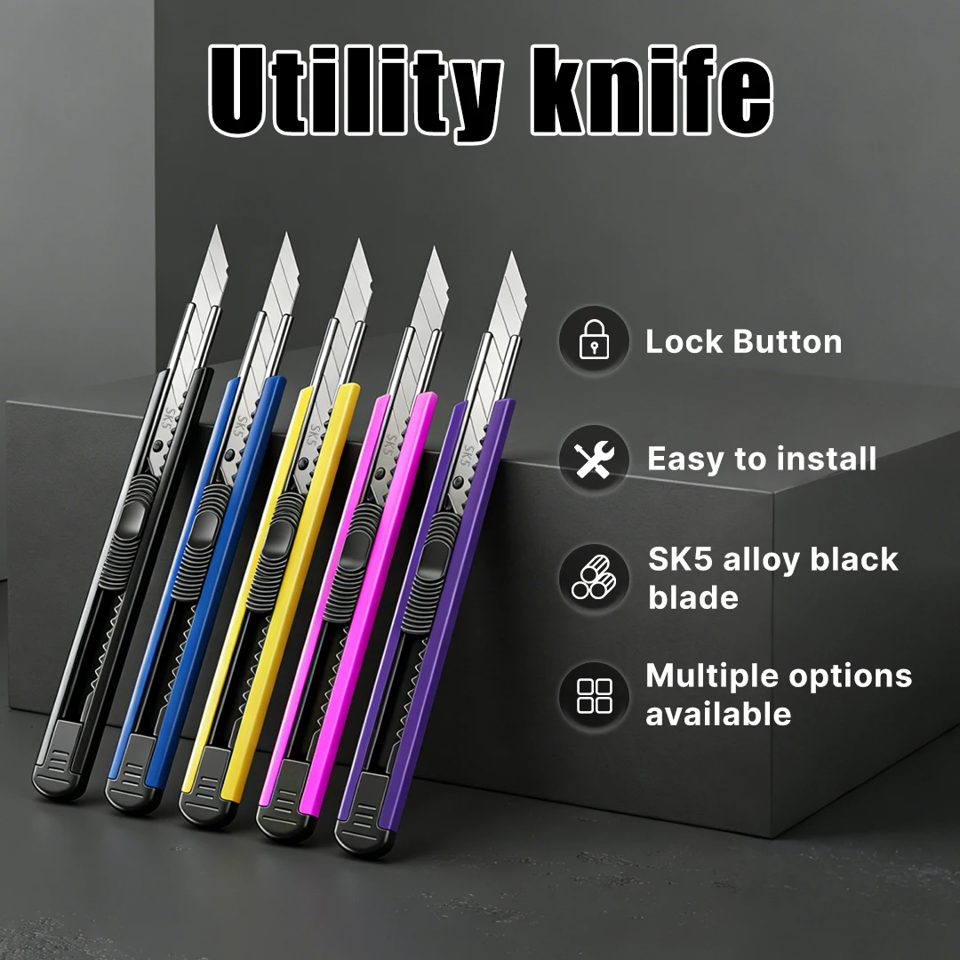 Stationery Utility Knife Metal 30° Small Paper Cutter Self-Locking Design For Unboxing CUT TOOL Art Supplies Blade 9MM
