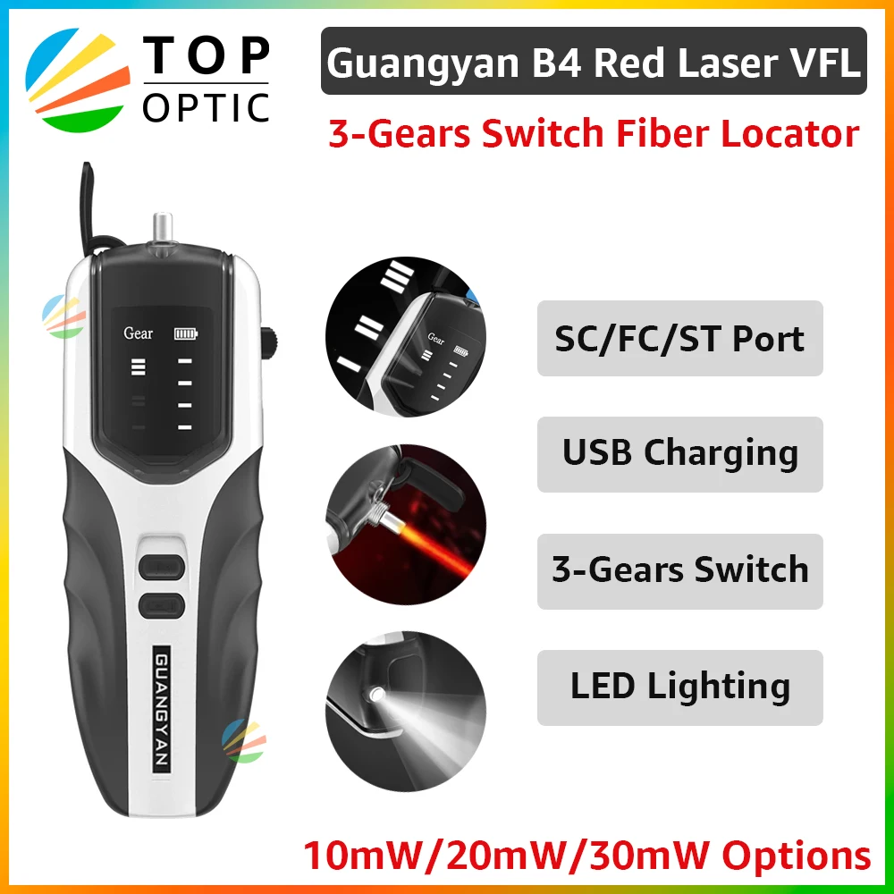 B4 Fiber Optic Test Pen 5-30KM Visual Fault Locator Optical Red Light Sticker for Network Cable Tester VFL