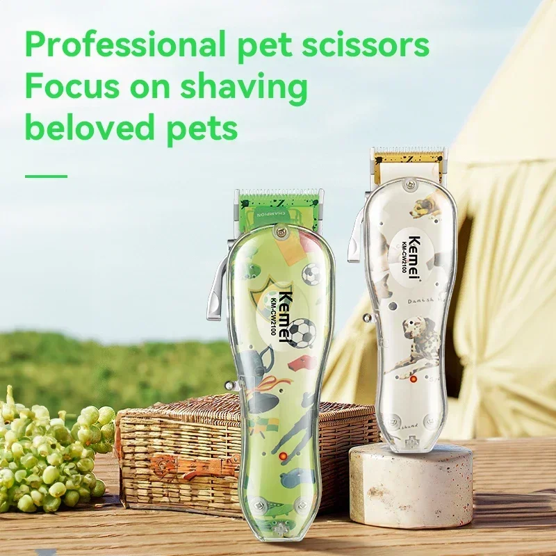 Kemei KM-CW2100 USB Rechargeable Pet Hair Trimmer Four Gears Adjustable Cordless Scissors Electric Hair Clipper 6