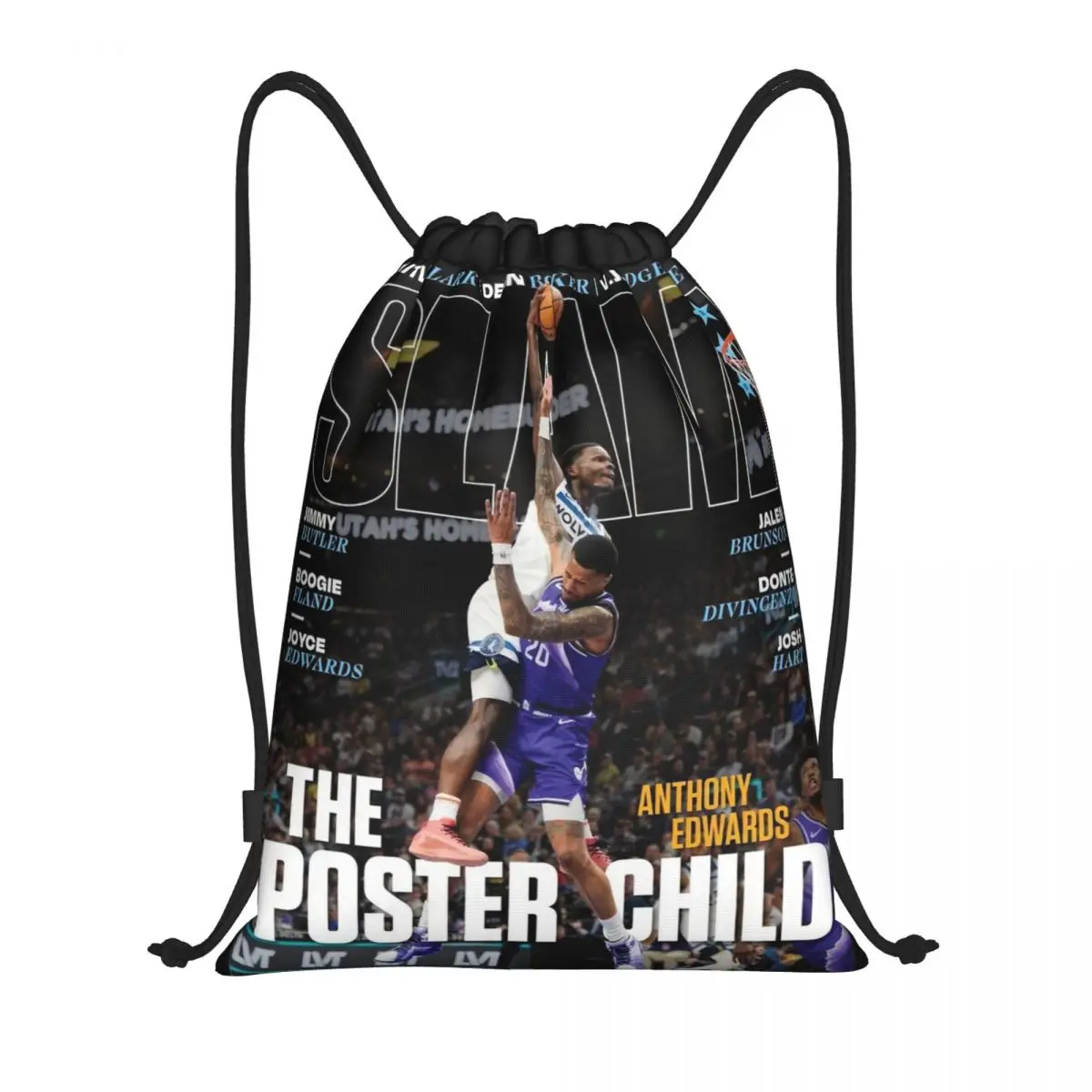 Mochila deportiva con cordón para gimnasio, bolsa de deporte con diseño de jugador de baloncesto Anthony Edwards