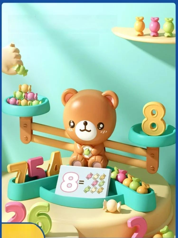 Montessori Math Toy Bear Balance Baby Montessori Educational Games Number Puzzle Toy Educational Learning Toys Teaching Material