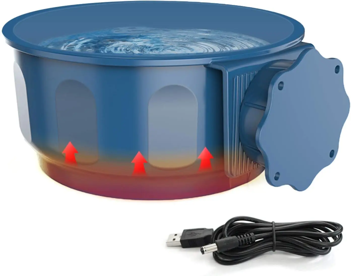 ATUBAN 온열 애완 동물 그릇, 토끼 걸이식 온열 물/음식 접시, 작은 용량 고양이 보온 그릇, 강아지, 고양이, 토끼용, 20 OZ