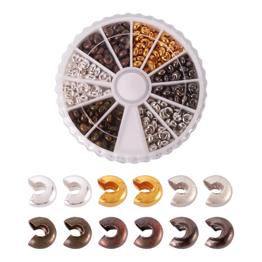 500pcs Mixed Colors Iron Crimp Beads Covers For Diy Jewelry Accessories Finding Making Necklaces
