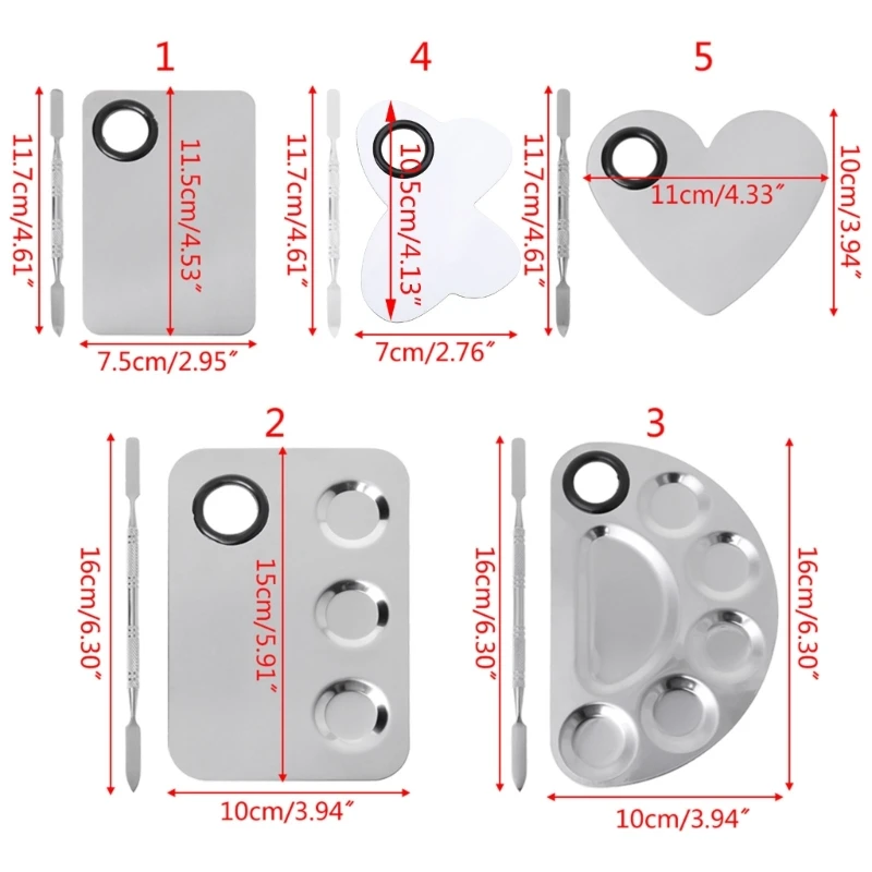 Stainless Steel Paint Palette Tray Set for Nail Art