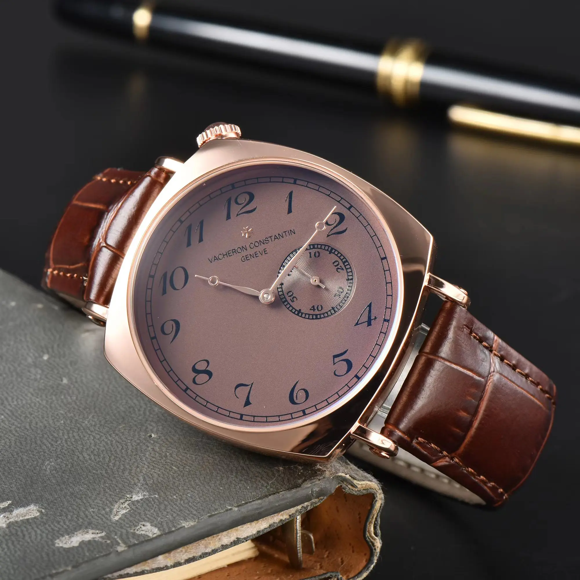 Pretty Style Quartz Watches For Men Simple Hot Square Dial Automatic Date Leather Strap Daily Waterproof Luxury AAA Clock Male