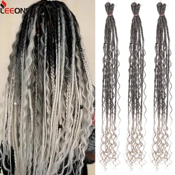 Synthetic Curly Ends Double Ended Dreadlock Extensions 24Inch 5/10 Strands Ombre Brown Box Braid Dreadlock Extension For Women 1