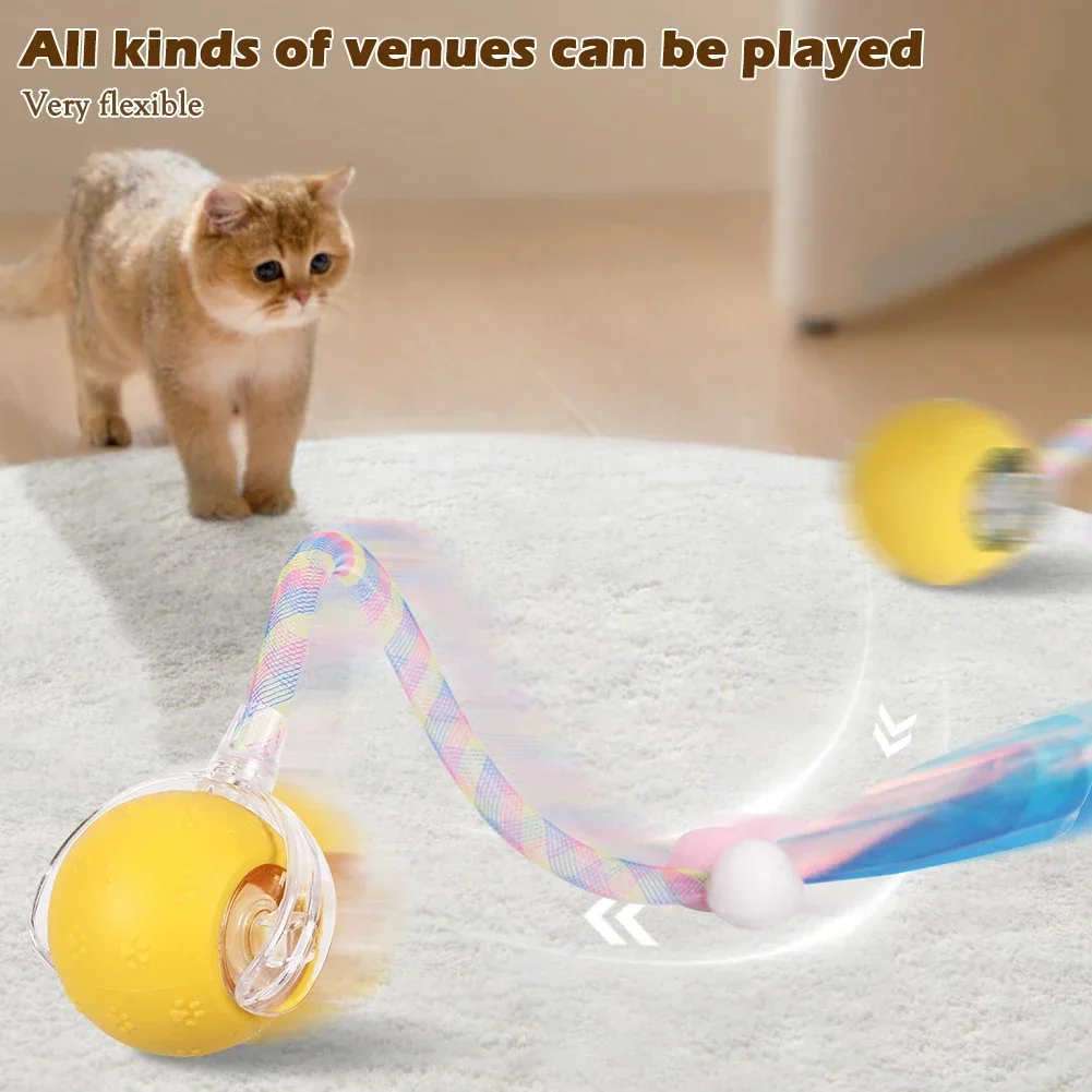 Intelligent Automatic Teasing Cat Ball Durable Chew-resistant Rolling Ball Fake Tail Electric Cat Ball Pet Interactive Play Prop
