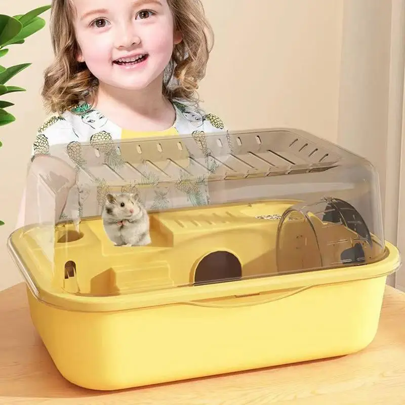 Small Hamster Cage Hedgehog Sleeping House With Transparent Lid Anti-escape Small Animal Accessories Removable Hamster Safety