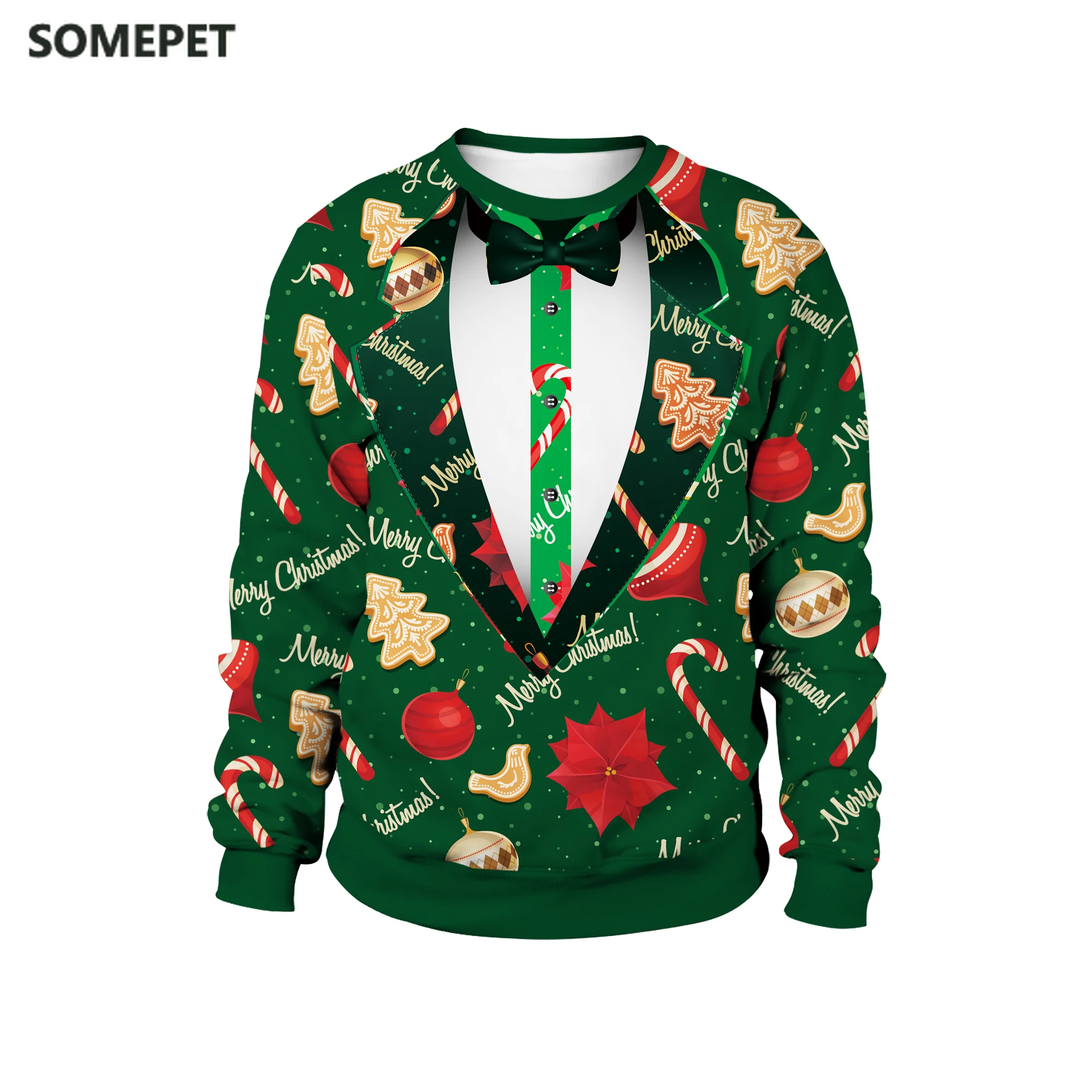 

Christmas Sweater Funny Cute Novely Xmas Print Green Jumper Casual Holiday Family Party Pullover Gifts Women Men Sweatshirts