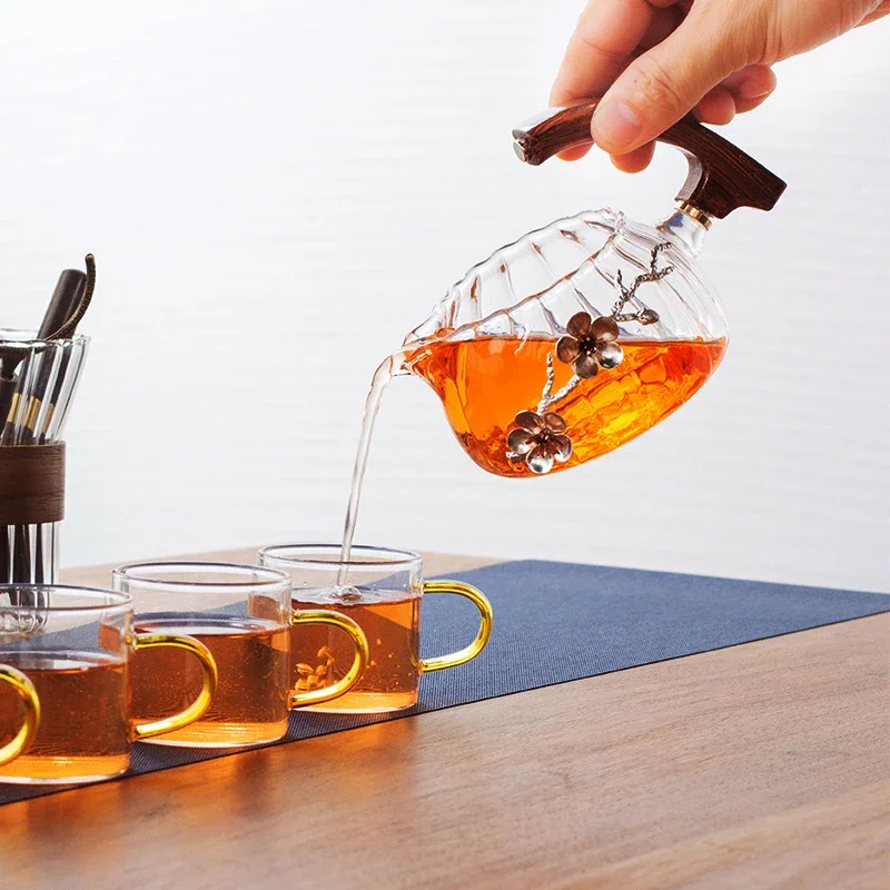 Heat-resistant Glass Teapot Holder Set Teapot Tea Maker Creative Tea Toad Shape Base And Cup Automatic