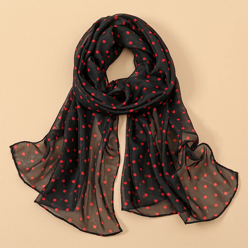 Damen Chiffon Dot Schal Schal Vielseitiger Sonnenschutz Dekorative Schals Luxus Elegante Dame – Detail 7