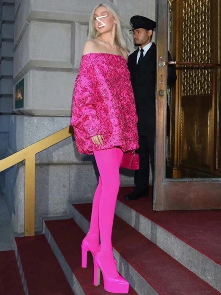 

Женское жаккардовое платье, дизайнерское подиумное платье с воротником-лодочкой, открытыми плечами, Блестками, Бисером и цветами, 2024