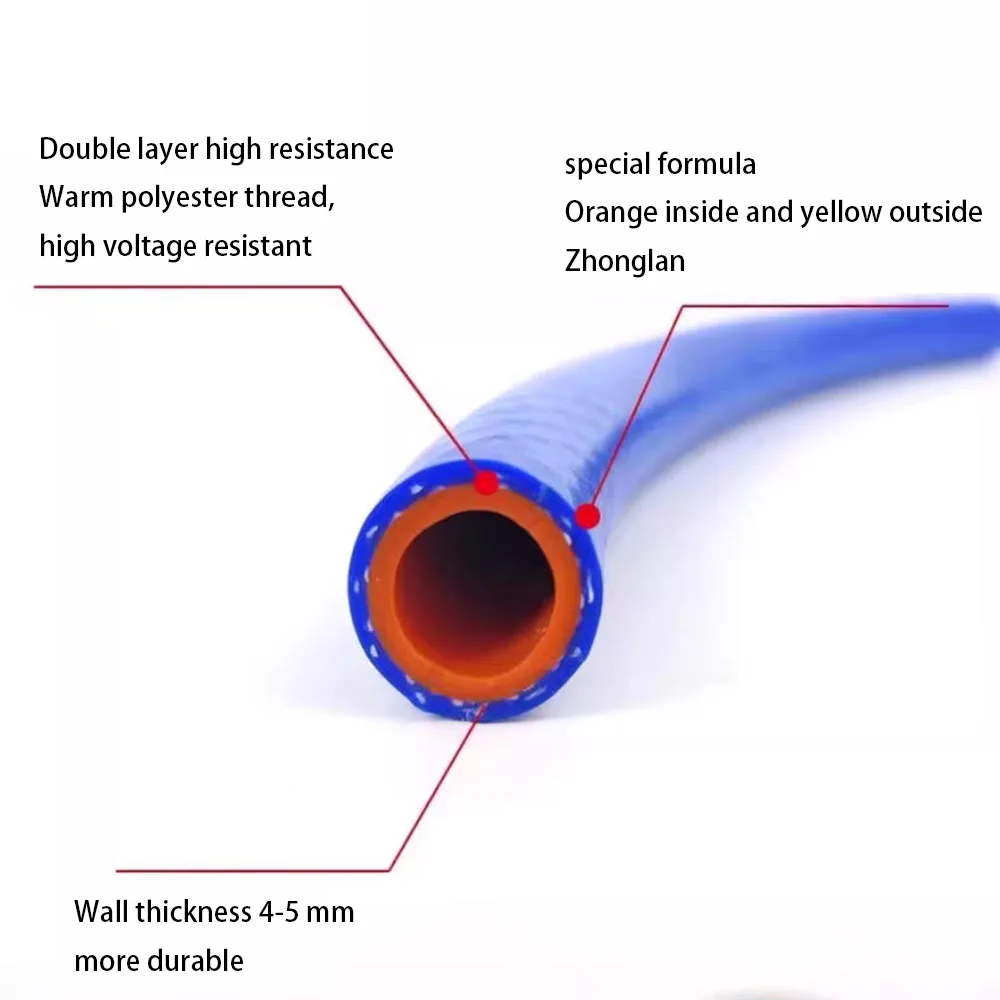 1-5M 내경 6-50mm 빨간색 파란색 이중층 실리콘 호스 유연한 내열성 브레이드 우베