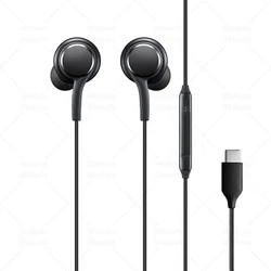 Premium Type C Wired Headphones with 3.5mm AUX Earbuds (TypeC Black)