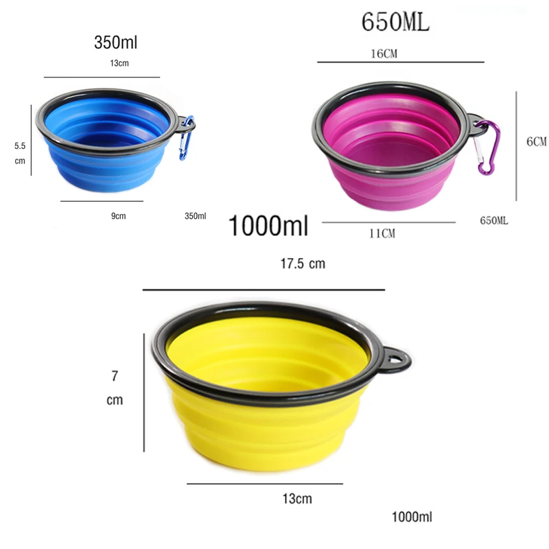 350 1000ml Travel Foldable Pet Dog Bowl for Small Large Dogs Slow