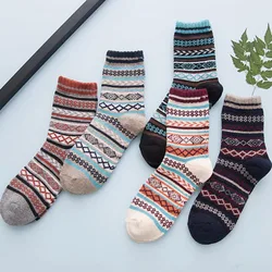 1 Pair Nordic Style Socks Classic Simple Winter Wool Thick Warm Breathable Elastic Force Fashion Casual Mid Socks Ankle Socks