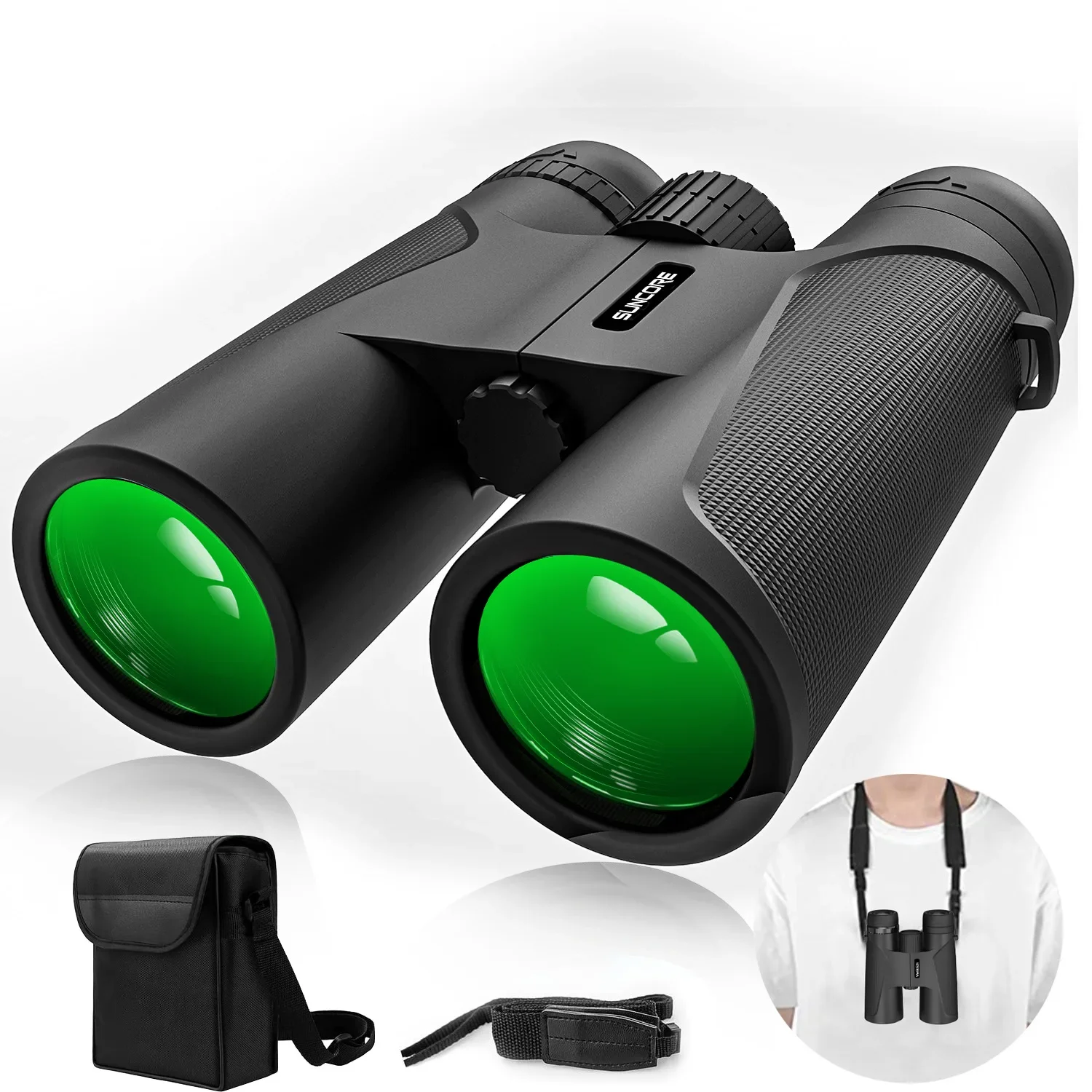 

12X42 HD Binoculars, FMC Lens BAK4 Prism Fully Multi Coated Lens High Power Telescope for Bird Watching Wildlife Spotting Travel