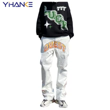 

American Hip-hop Embroidery Casual Jeans Brand Men's Clothing New Straight Wide-leg Denim Pants Fashionable Street Men Clothing