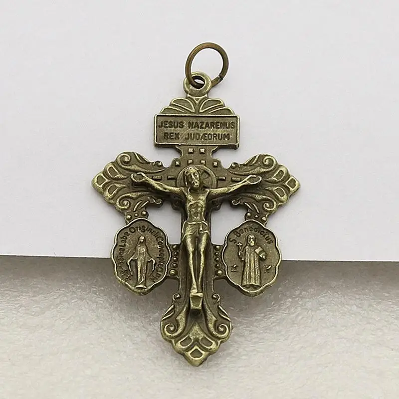 Vintage Jesus Cross Pendant Zinc Alloy Cross Pendant Retro Metal Crafts Christian Christmas Gift DIY Jewelry Making Accessories