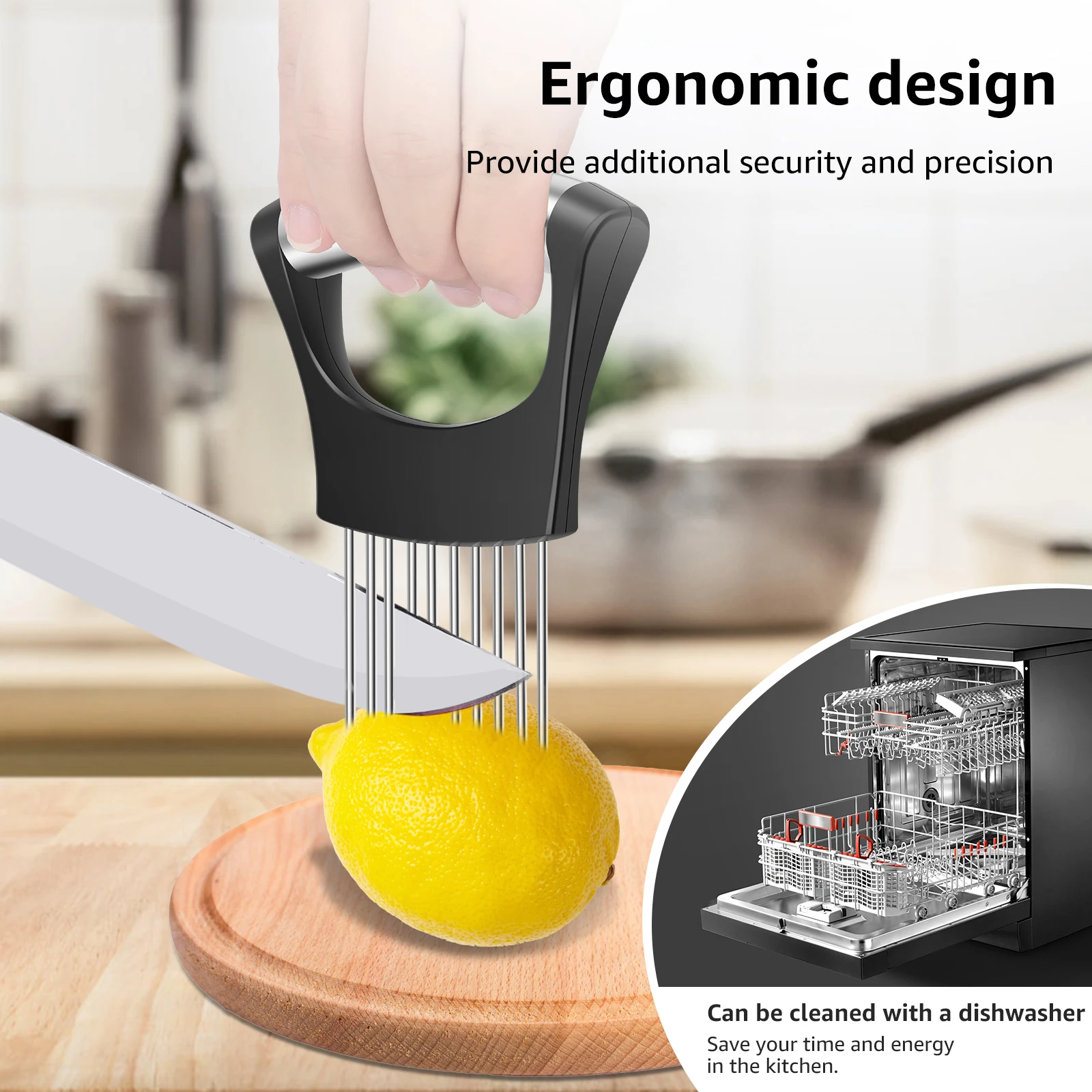 8/2pc Onion Slicers Assistant Tomato Onion Slicer Holder Stainless Steel Cutter Fork Kitchen Gadget Vege Cutting Fixing