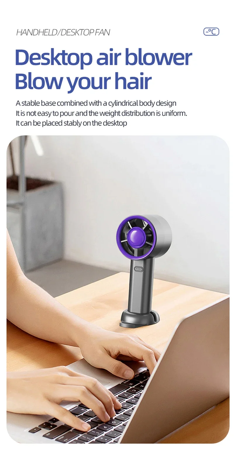 Description Picture 5 of itemSilent High-Speed Air Cooling USB Mini Handheld Fan Strong Breeze Fast Charging Portable Fan Personal For Travel Outdoor 2025